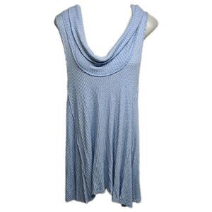 We The Free FP Tunic Top Women Lagenlook Cowl Neck Sleeveless Wide Powder Blue L
